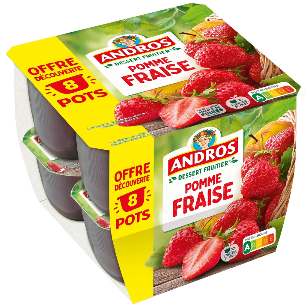 ANDROS Apple Strawberry Fruit Specialty 8 pots of 100 g