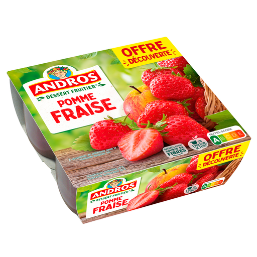 [3608580905349] ANDROS Fruit Dessert Apple Strawberry 4 pots of 100 g