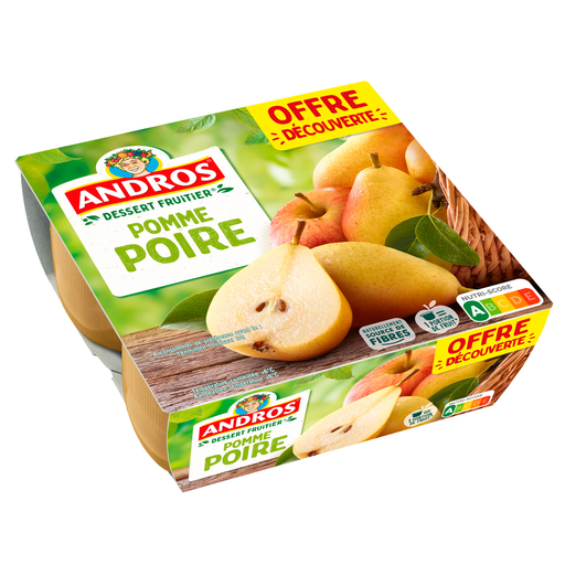 [3608580905363] ANDROS Fruit Dessert Apple Pear 4 pots of 100 g