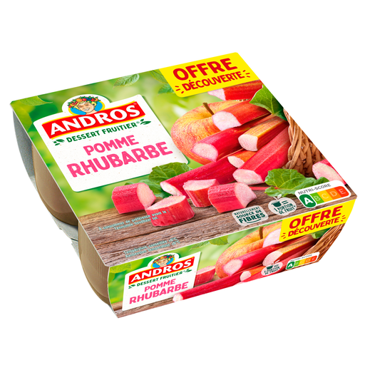 [3608580905394] ANDROS Fruit Dessert Apple Rhubarb 4 pots of 100 g