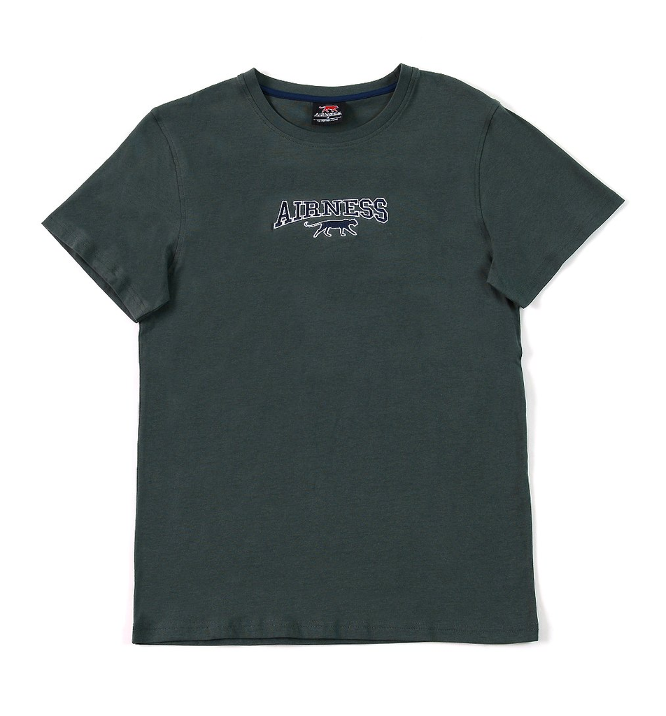 AIRNESS Crew neck short sleeve t-shirt with print men Khaki