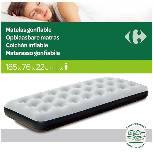 [3614610431245] CARREFOUR Colchão de Ar Flocado 1 pessoa