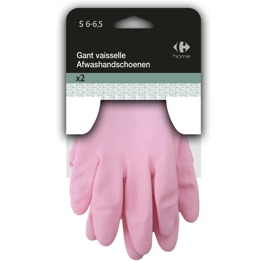 [3616181586331] CARREFOUR Gants vaisselle T6, le lot de 2 paires