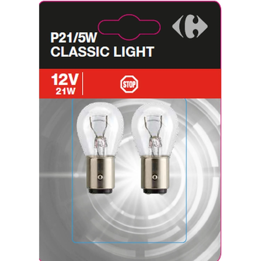 [3616181880484] CARREFOUR Lâmpada auto P21/5W Classic Light 12V 21W (lote de 2)
