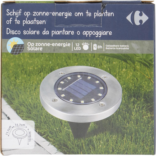 [3616182492754] CARREFOUR Solar Garden Stake Light 12 LED Disc H54cm