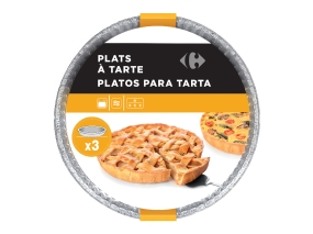 [3616474635531] CARREFOUR Aluminium tart pan 26cm pack of 3