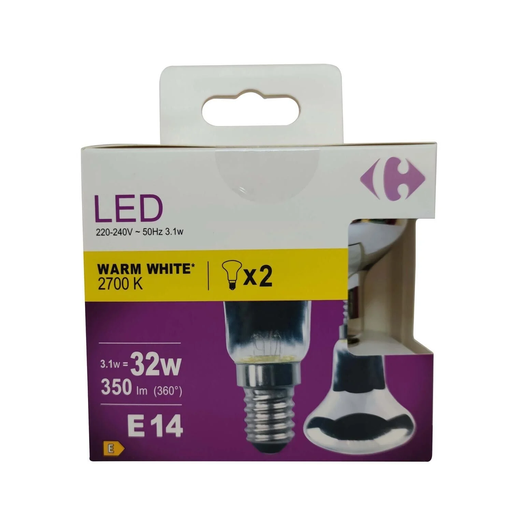 [3616475618168] CARREFOUR Lâmpada LED E14 Spot Branco Quente 35W 1 unidade