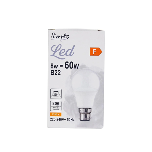 [3616475618304] SIMPL LED Bulb B22 Standard Warm White 60W per unit