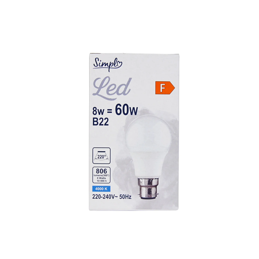 [3616475618311] SIMPL Lâmpada LED B22 Standard Branco Frio 60W 1 unidade