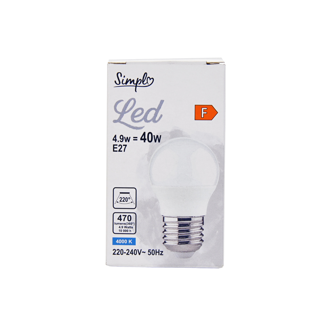 SIMPL Bombilla Led E27 Globo Blanco Frío 40W 1 unidad