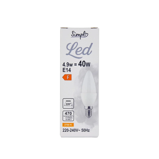 [3616475618366] SIMPL LED Bulb E14 Flame Warm White 40W 1 Unit