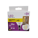 CARREFOUR LED Bulb E14 Globe Warm White 60W pack of 2
