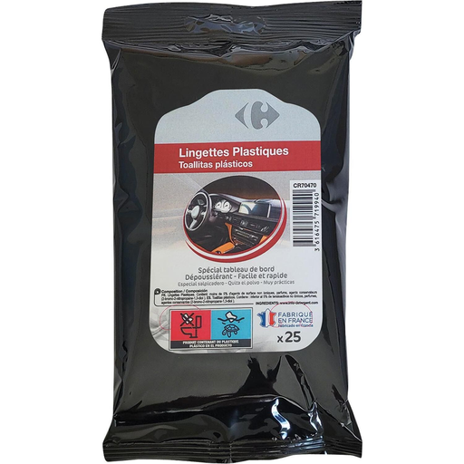 [3616475719940] CARREFOUR Toallitas para plásticos salpicadero 25 unidades