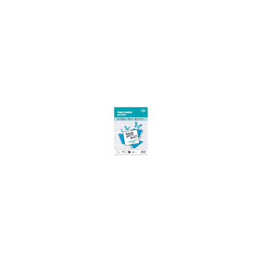[3616475738538] CARREFOUR Punched double sheets 21x29.7cm Large squares, pack of 200 double sheets