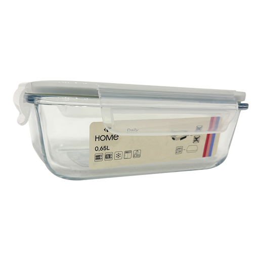 [3616479124184] CARREFOUR Rectangular Glass Container 0.65 L