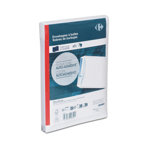[3616479198109] CARREFOUR Sobre acolchado autoadhesivo 15 x 21cm pack de 5