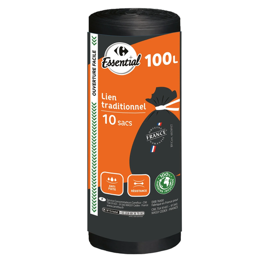 [3616479277637] CARREFOUR Bolsa de Basura con Cierre Tradicional X10 100 L