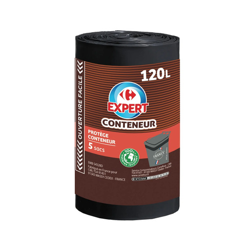 [3616479277798] CARREFOUR Bin Liner Container Protector 120 L 5 bags