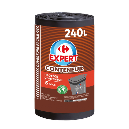 [3616479277804] CARREFOUR Sac Poubelle Protège Conteneur 240 L les 5 sacs