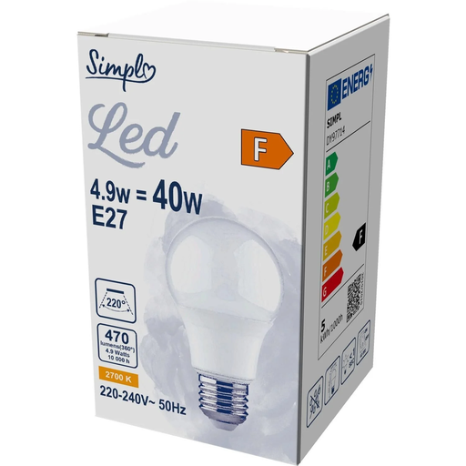 [3616479301851] SIMPL Led Bulb E27 Standard Warm White 40W 1 unit