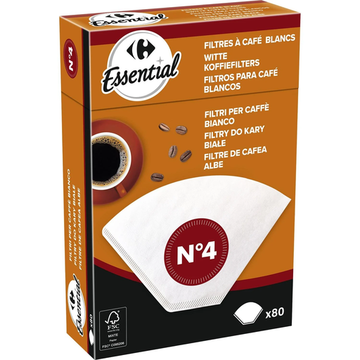 [3616953291012] CARREFOUR Filtro de Café Blanco N°4 80