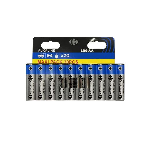 [3616957704983] CARREFOUR Alkaline Batteries LR6-AA 1.5V I-Tech pack of 20