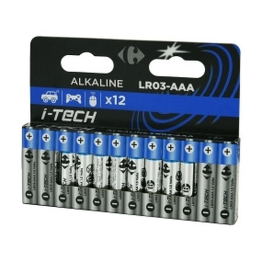 [3616957751116] CARREFOUR Alkaline Batteries LR03-AAA 1,5V I-Tech x12