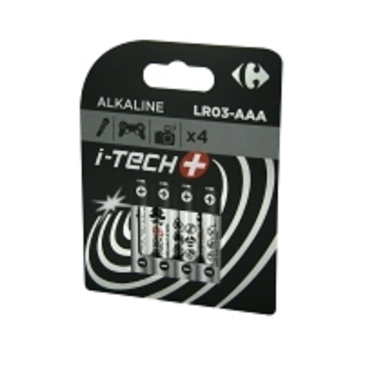 [3616957792607] CARREFOUR Alkaline Batteries LR03-AAA 1.5V I-TECH+ x4