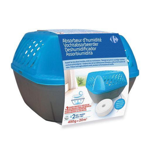 [3616958285320] CARREFOUR Absorbedor de humedad 20m² con una Recarga Pastilla Universal 450 g