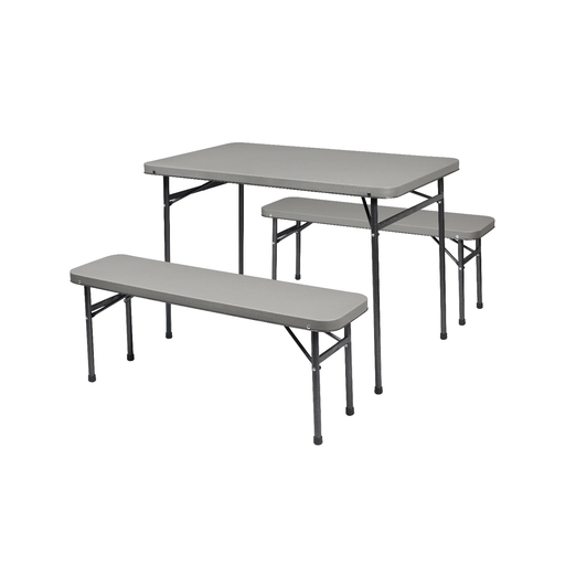 [3616959056936] CARREFOUR Table et 2 Banc de camping pliables le set de table + 2 Bancs