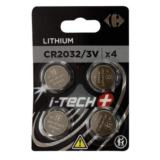 [3616959347515] CARREFOUR Pilha de Lítio CR2032 / 3V I-Tech+ pack de 4 pilhas