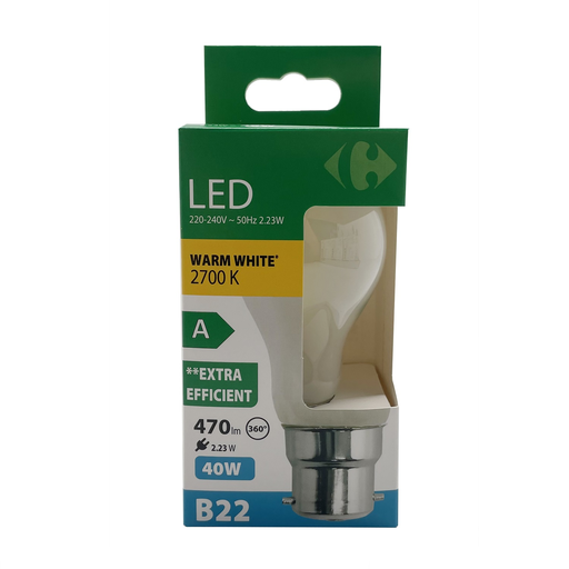[3617702185767] CARREFOUR LED Bulb STD 40W B22 per unit