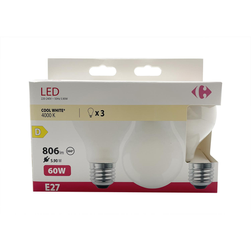 [3617702189055] CARREFOUR LED Bulb STD 60W E27 pack of 3