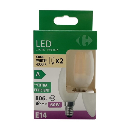 [3617702189123] CARREFOUR LED Bulb 60W E14 2-pack