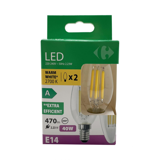 [3617702189147] CARREFOUR LED Bulb 40W E14 pack of 2