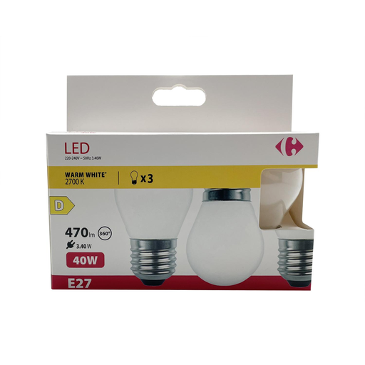 [3617702189369] CARREFOUR LED Bulb 40W E27 pack of 3