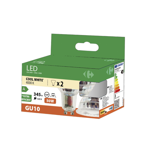 [3617702189406] CARREFOUR LED Bulb 50W GU10 pack of 2