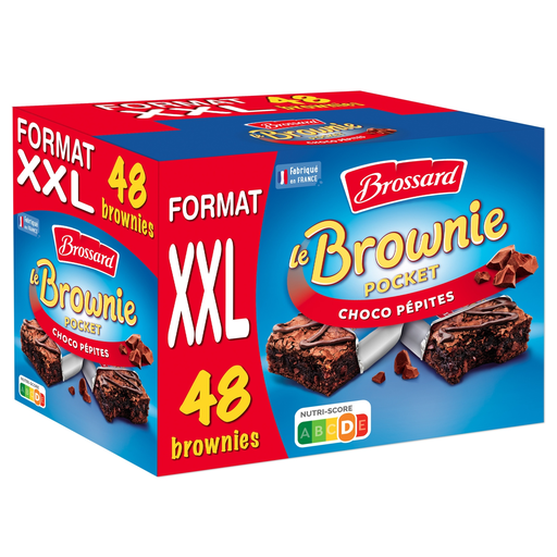 [3660140951401] BROSSARD Mini brownie pocket choco pépites 48 brownies 1.44 kg