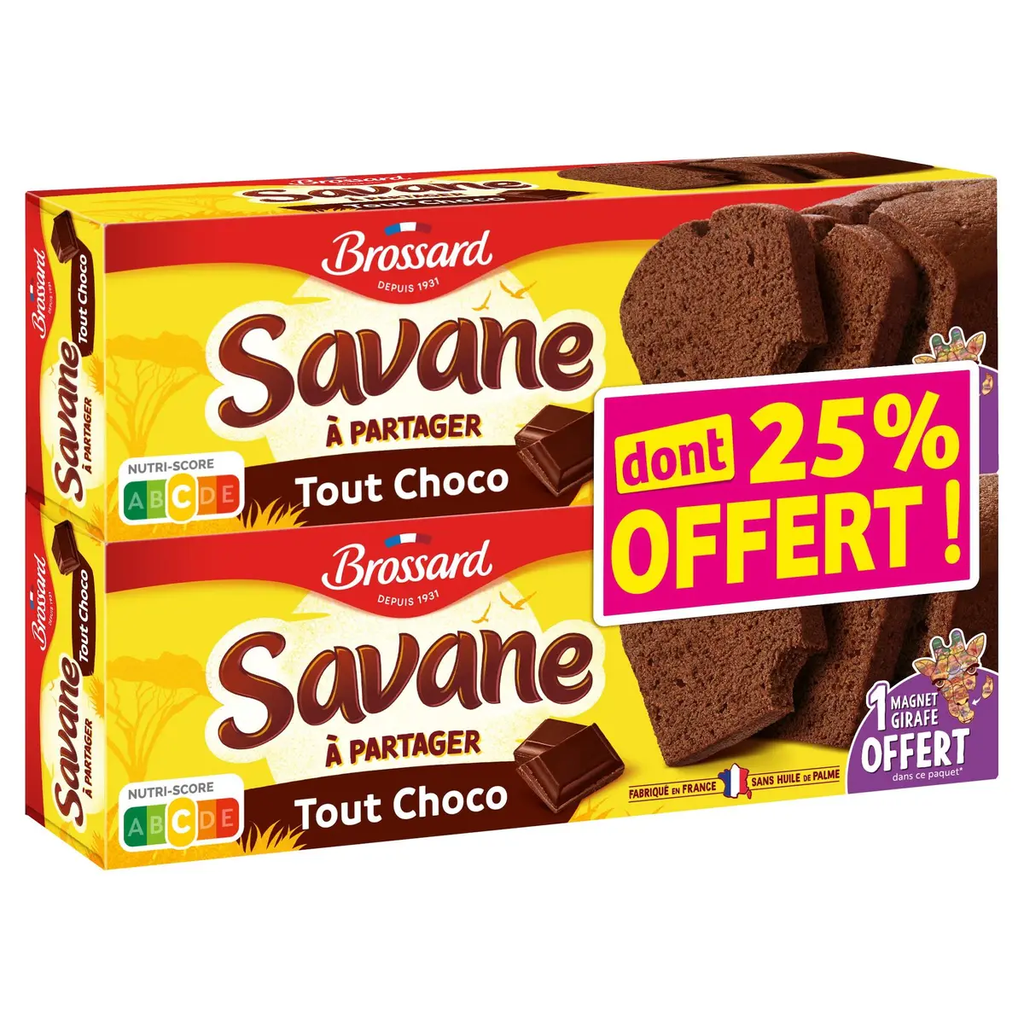 BROSSARD Savane soft chocolate cake 2 x 155 g