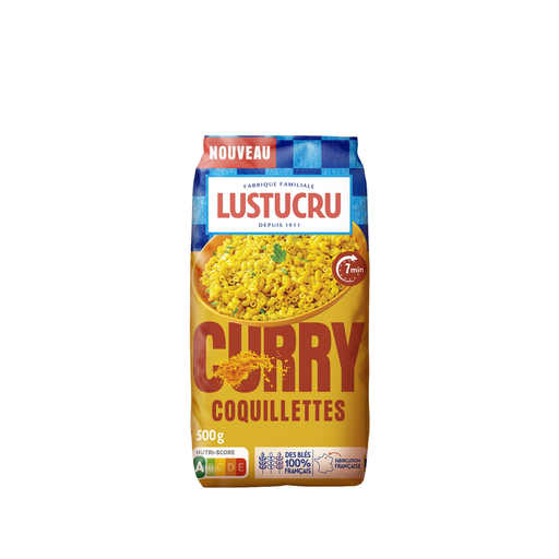[3660861911043] LUSTUCRU Curry Flavored Shell Pasta 500 g