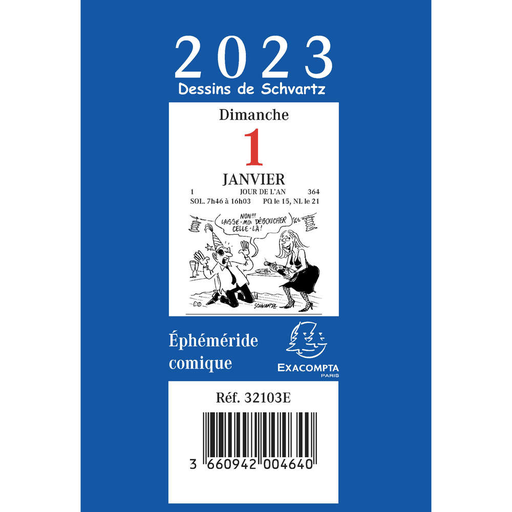 [3660942004640] EXACOMPTA Bloc éphéméride 2023 comique 97 x 65mm