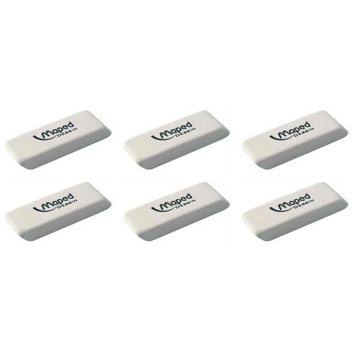 [3663160039616] MAPED White Rubber Drawing Eraser X 6