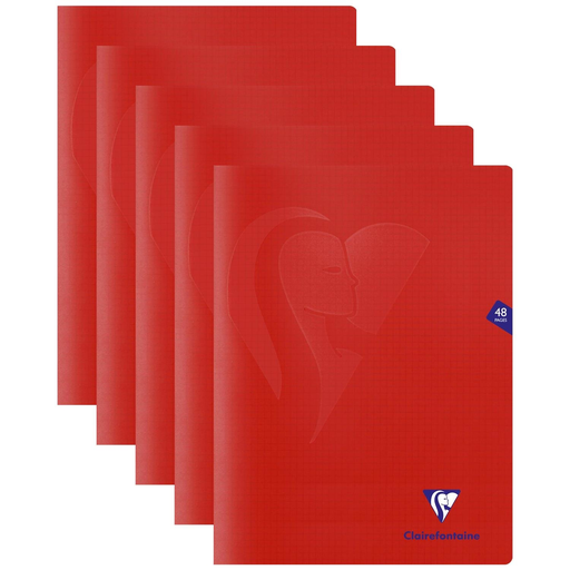 [3663160055593] CLAIREFONTAINE Mimesys Stapled Notebook 24x32cm 48 Pages Small Squares Red X 5