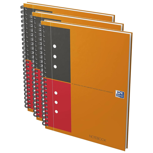 [3663160112920] OXFORD Cahier Notebook Spirale A5+ 160p Perforées Lignées 6mm Orange X 3 80 g