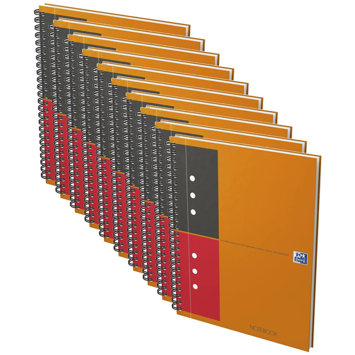 [3663160112944] OXFORD Notebook Spiral A5+ 160p Perforated Ruled 6mm Orange X 10 80g