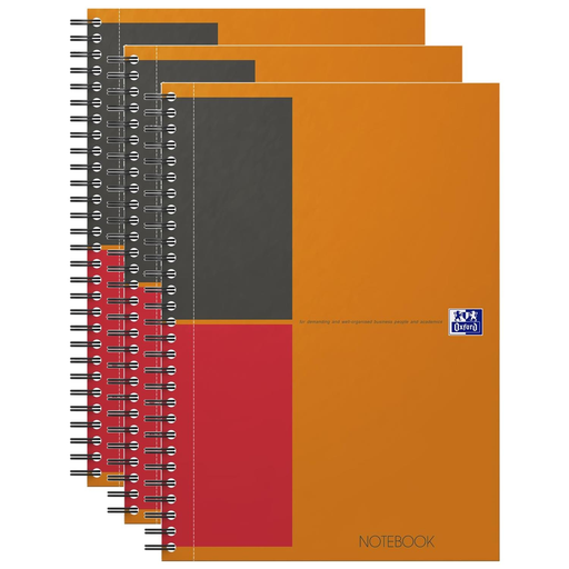 [3663160112999] OXFORD Spiral Notebook Hardcover B5 160 Pages Ruled 6mm Orange X 3