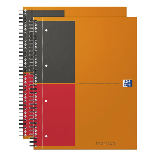 [3663160113064] OXFORD Notebook A4+ Spiral 160 Pages Ruled 6mm Orange X 2