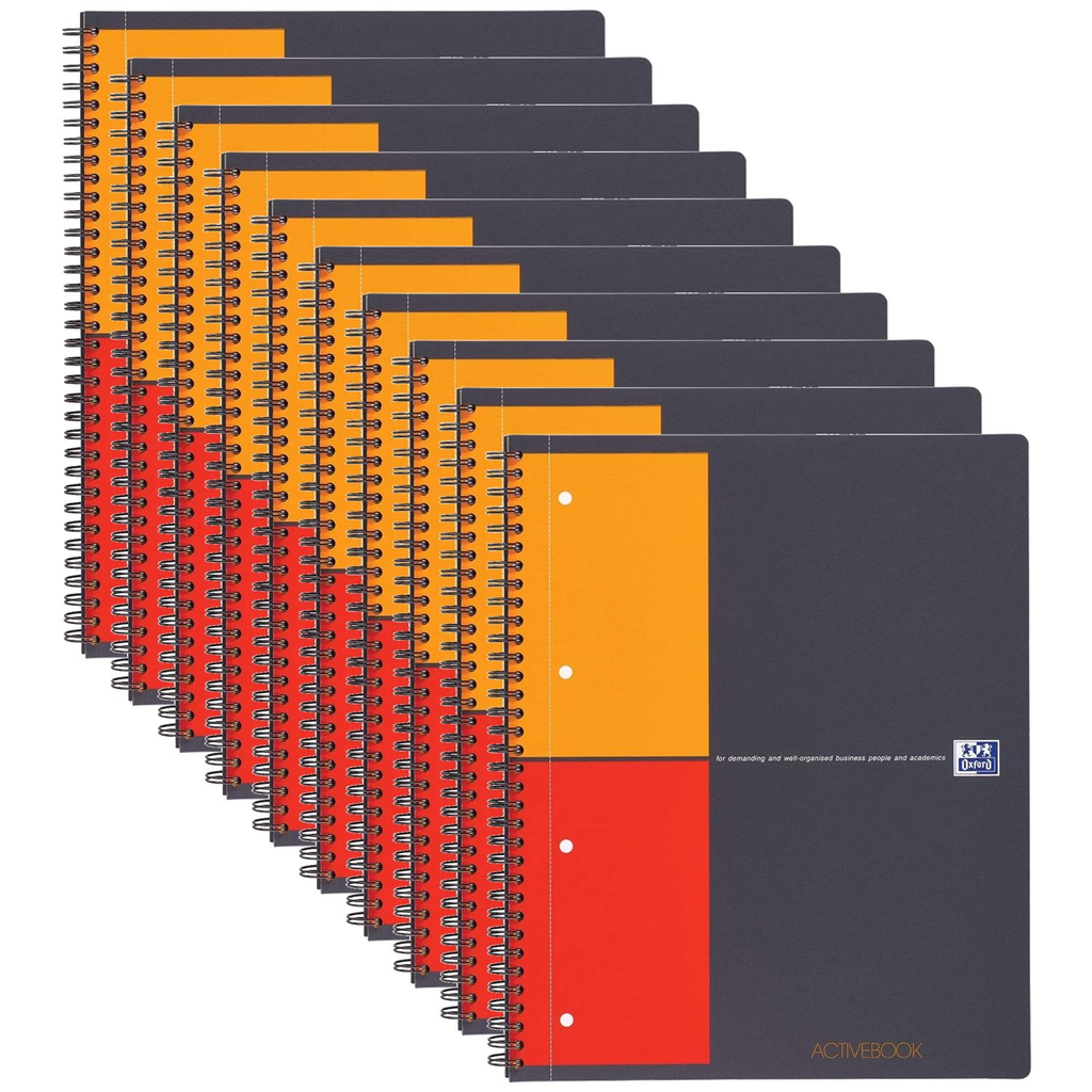 OXFORD Activebook Notebook A5+ Squared 5x5 80s Polypro + Divider Grey