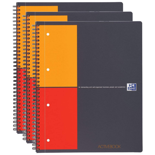[3663160113088] OXFORD Activebook Notebook A5+ Squared 5x5 80sh Polypro + Divider X 3 90g