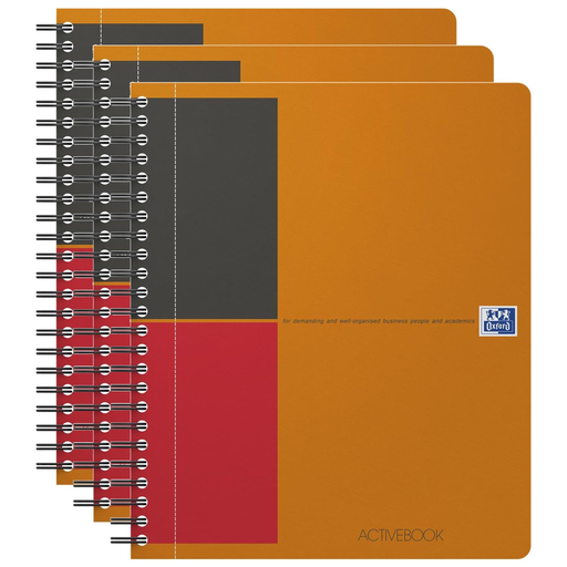 [3663160113118] OXFORD Activebook Spiral Notebook Polypro A5+ 160 Lined Pages X 3 90 g